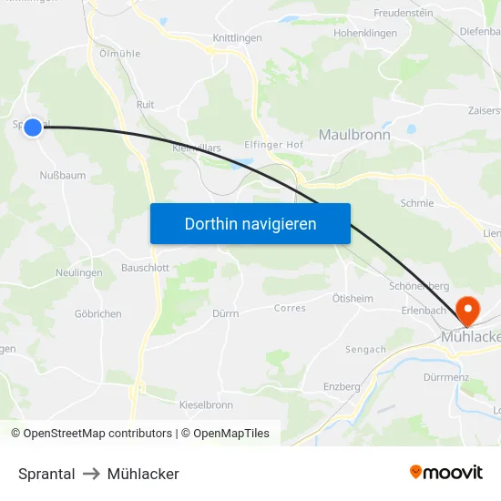 Sprantal to Mühlacker map