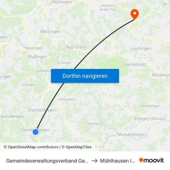 Gemeindeverwaltungsverband Gammertingen to Mühlhausen Im Täle map