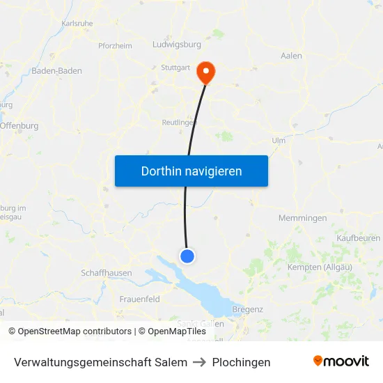 Verwaltungsgemeinschaft Salem to Plochingen map