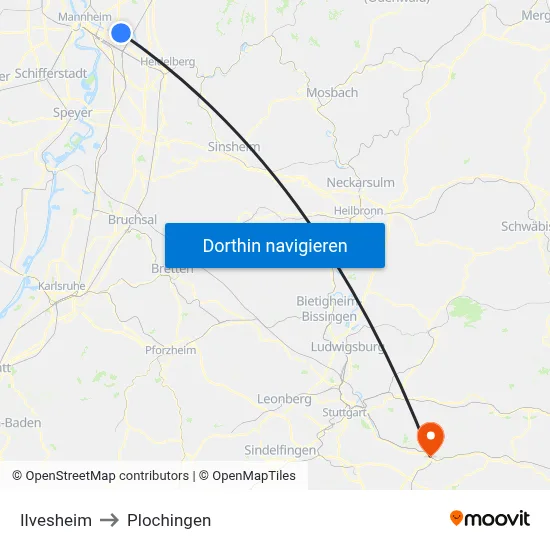Ilvesheim to Plochingen map