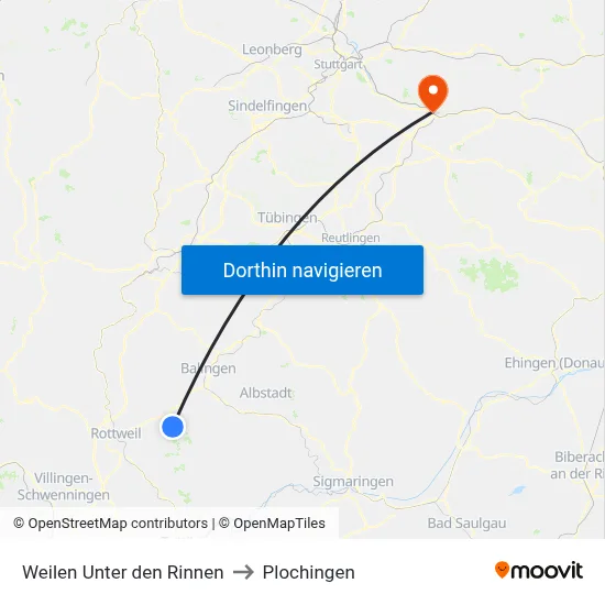 Weilen Unter den Rinnen to Plochingen map