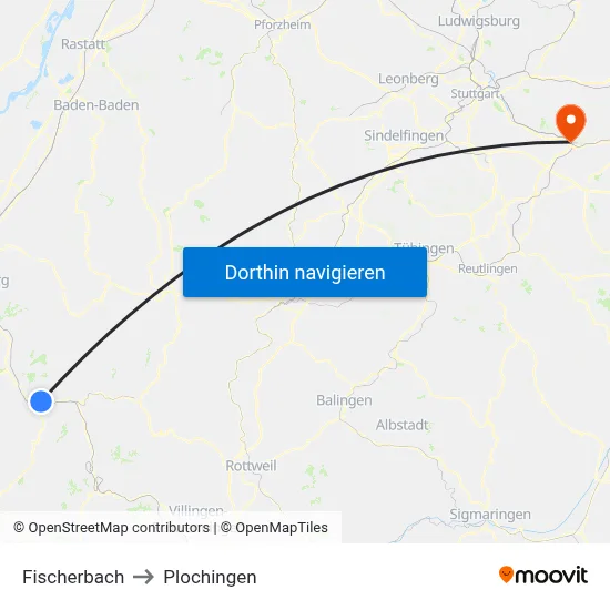 Fischerbach to Plochingen map
