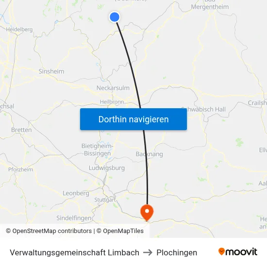 Verwaltungsgemeinschaft Limbach to Plochingen map
