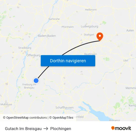 Gutach Im Breisgau to Plochingen map