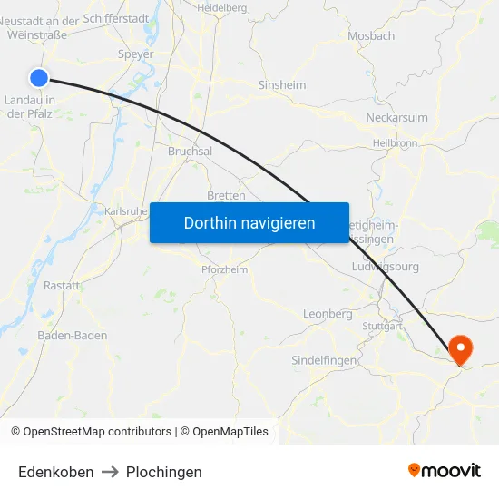 Edenkoben to Plochingen map