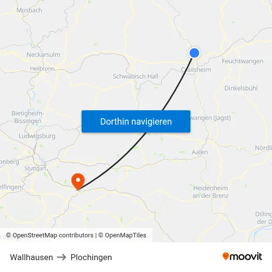 Wallhausen to Plochingen map