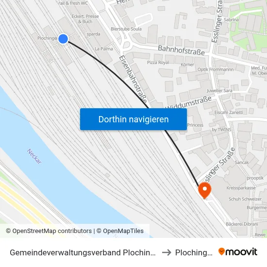 Gemeindeverwaltungsverband Plochingen to Plochingen map