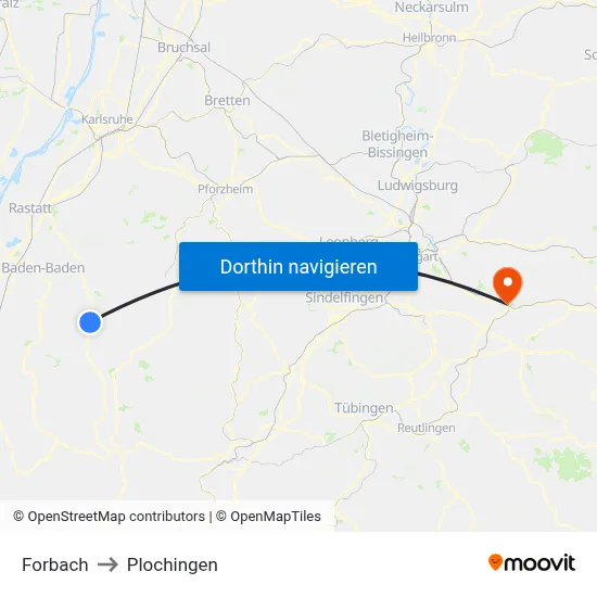 Forbach to Plochingen map