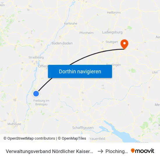 Verwaltungsverband Nördlicher Kaiserstuhl to Plochingen map