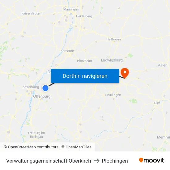 Verwaltungsgemeinschaft Oberkirch to Plochingen map