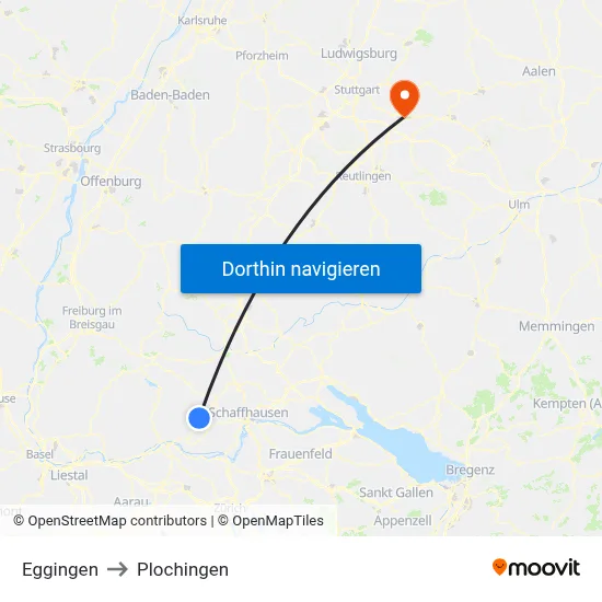 Eggingen to Plochingen map