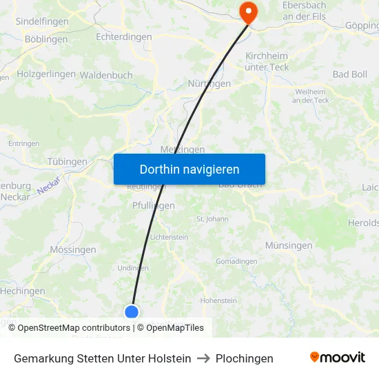 Gemarkung Stetten Unter Holstein to Plochingen map