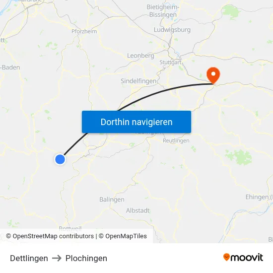 Dettlingen to Plochingen map