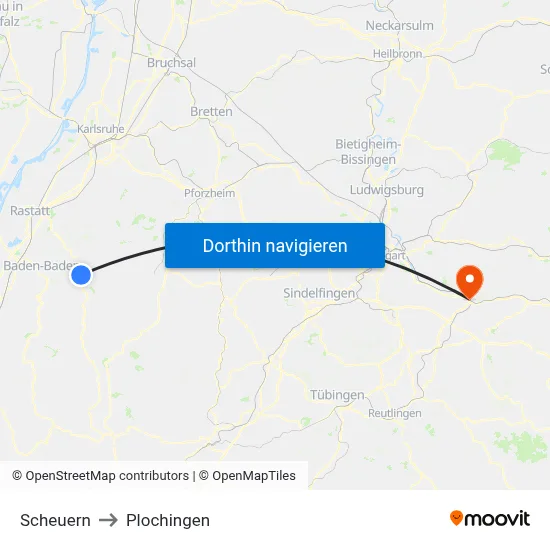 Scheuern to Plochingen map