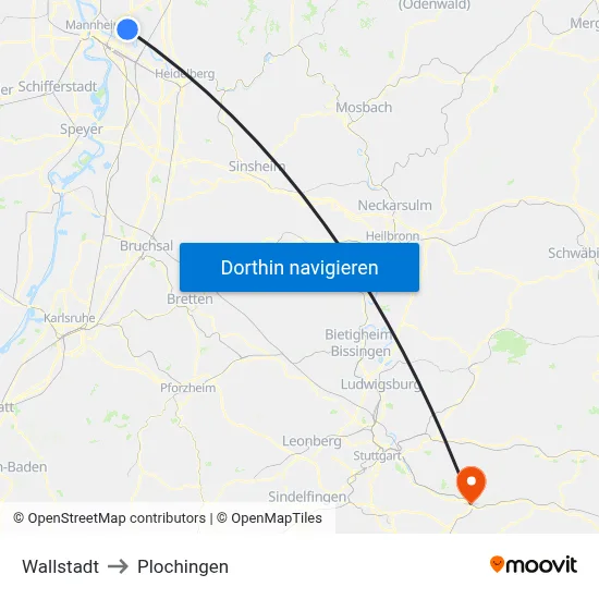 Wallstadt to Plochingen map