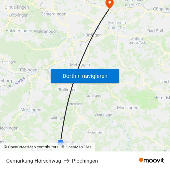 Gemarkung Hörschwag to Plochingen map