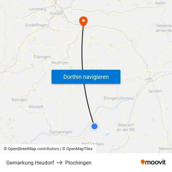 Gemarkung Heudorf to Plochingen map