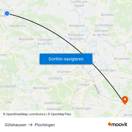 Gölshausen to Plochingen map