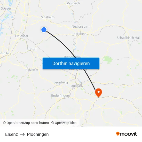 Elsenz to Plochingen map