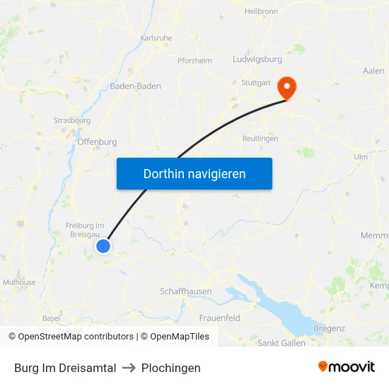 Burg Im Dreisamtal to Plochingen map