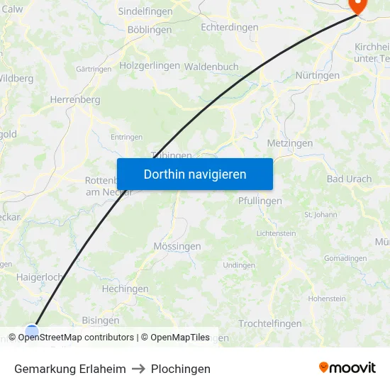 Gemarkung Erlaheim to Plochingen map