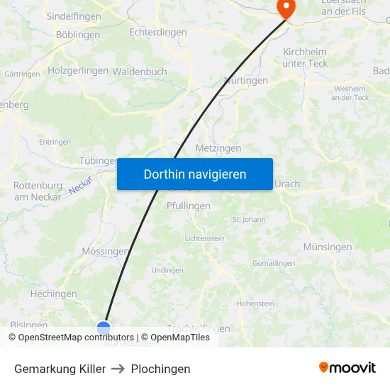 Gemarkung Killer to Plochingen map