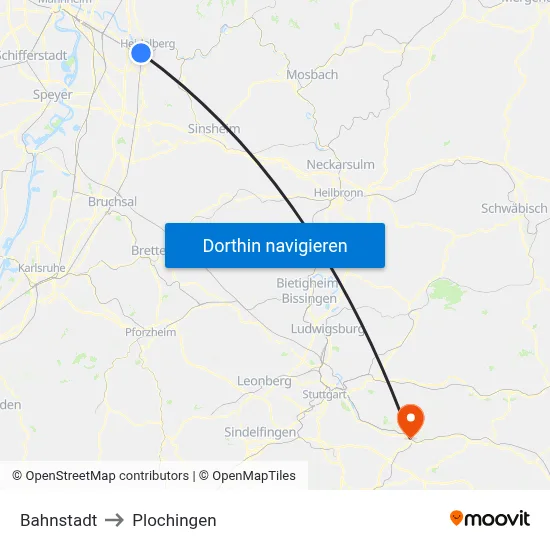 Bahnstadt to Plochingen map
