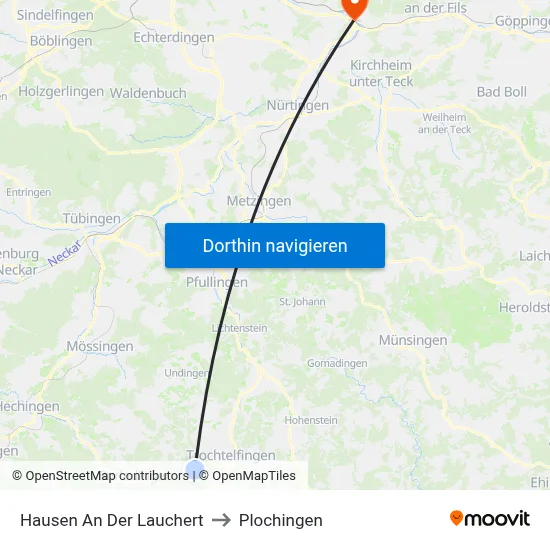 Hausen An Der Lauchert to Plochingen map