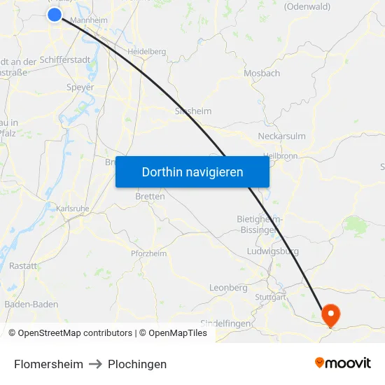 Flomersheim to Plochingen map