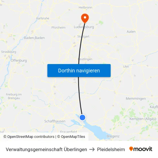 Verwaltungsgemeinschaft Überlingen to Pleidelsheim map