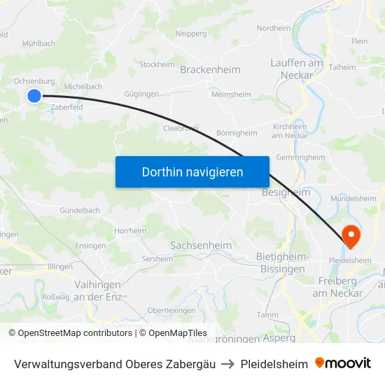 Verwaltungsverband Oberes Zabergäu to Pleidelsheim map