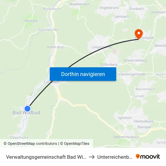 Verwaltungsgemeinschaft Bad Wildbad to Unterreichenbach map