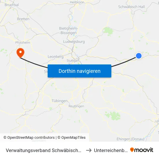 Verwaltungsverband Schwäbischer Wald to Unterreichenbach map