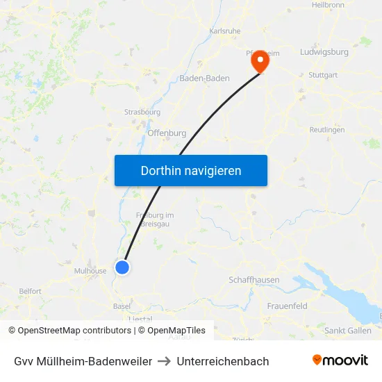 Gvv Müllheim-Badenweiler to Unterreichenbach map
