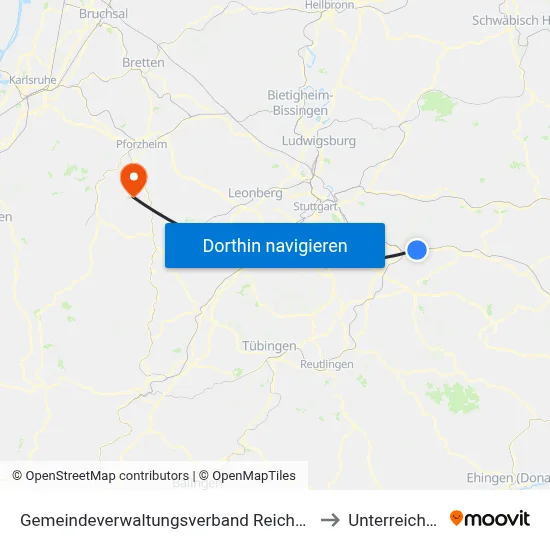 Gemeindeverwaltungsverband Reichenbach An Der Fils to Unterreichenbach map