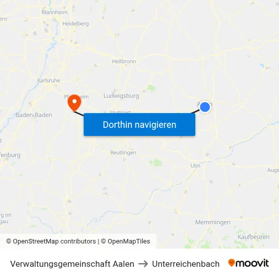 Verwaltungsgemeinschaft Aalen to Unterreichenbach map