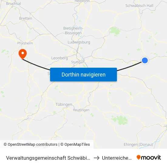 Verwaltungsgemeinschaft Schwäbisch Gmünd to Unterreichenbach map