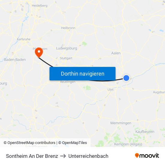 Sontheim An Der Brenz to Unterreichenbach map