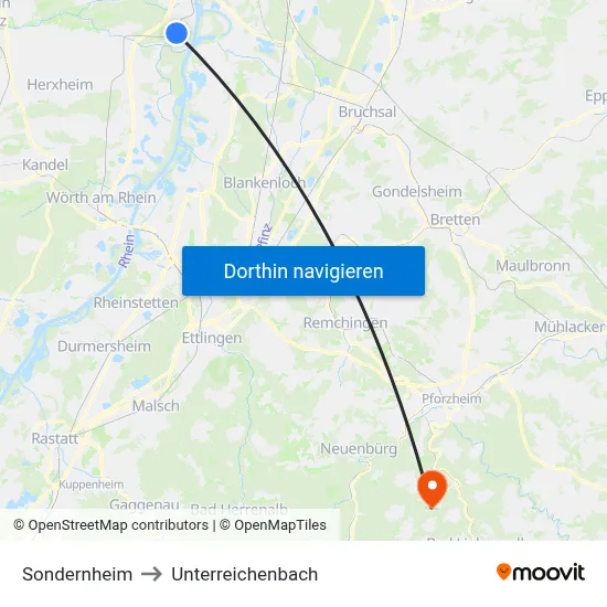 Sondernheim to Unterreichenbach map