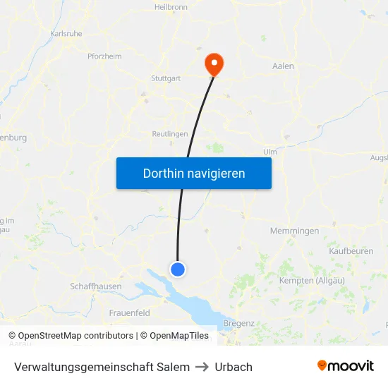 Verwaltungsgemeinschaft Salem to Urbach map