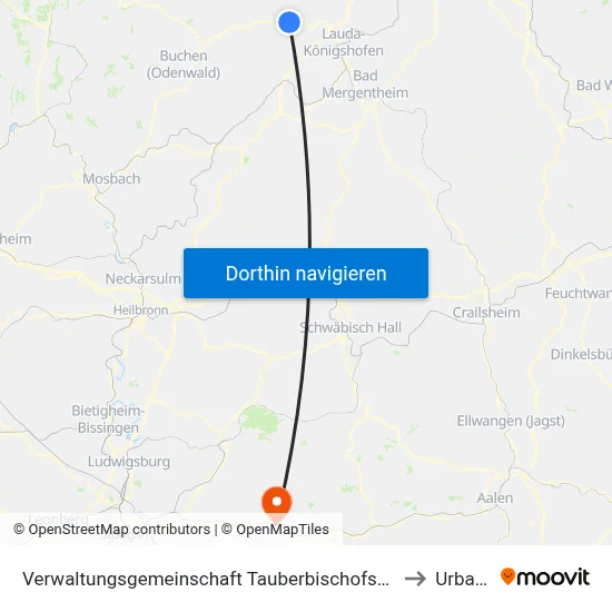Verwaltungsgemeinschaft Tauberbischofsheim to Urbach map