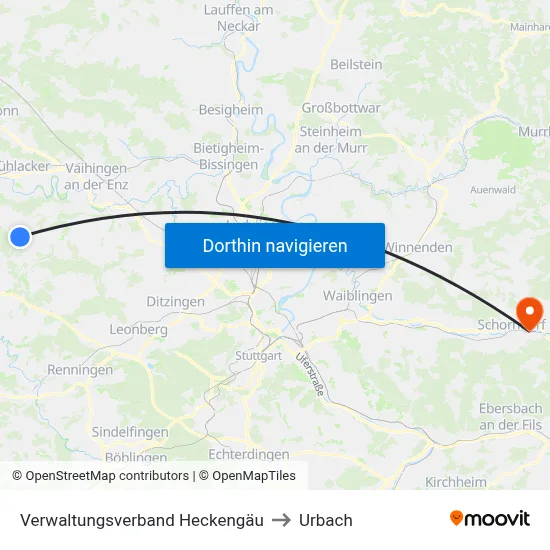 Verwaltungsverband Heckengäu to Urbach map