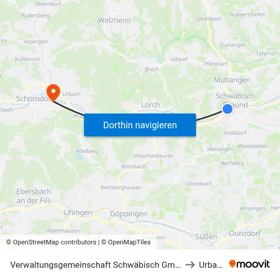 Verwaltungsgemeinschaft Schwäbisch Gmünd to Urbach map