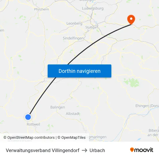 Verwaltungsverband Villingendorf to Urbach map