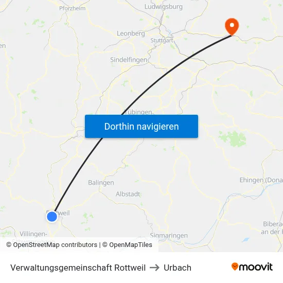 Verwaltungsgemeinschaft Rottweil to Urbach map