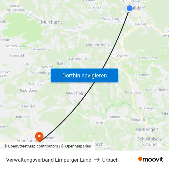 Verwaltungsverband Limpurger Land to Urbach map