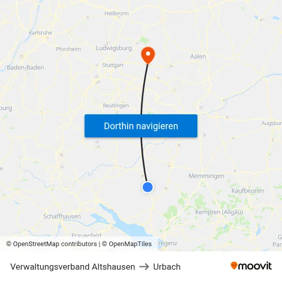 Verwaltungsverband Altshausen to Urbach map