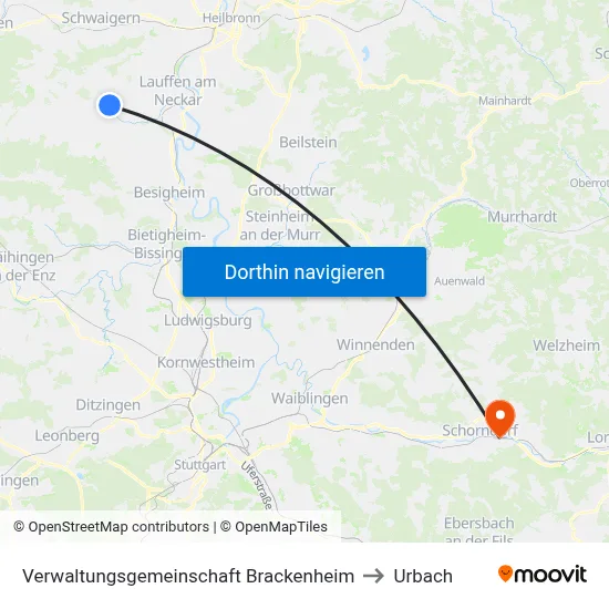 Verwaltungsgemeinschaft Brackenheim to Urbach map