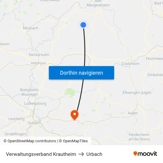 Verwaltungsverband Krautheim to Urbach map