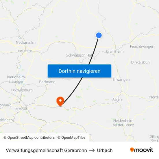 Verwaltungsgemeinschaft Gerabronn to Urbach map
